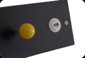Black coat hooks with yellow ball tops